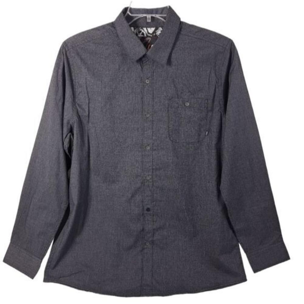 Amplify Men's Grey‎ Button Long Sleeve Collared Shirt Size L